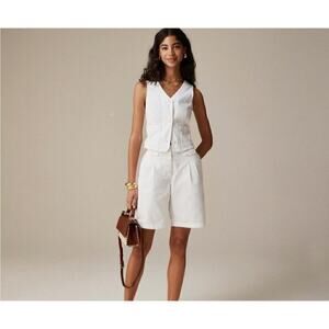 J. Crew Pleated button-front short in chino White Size 4